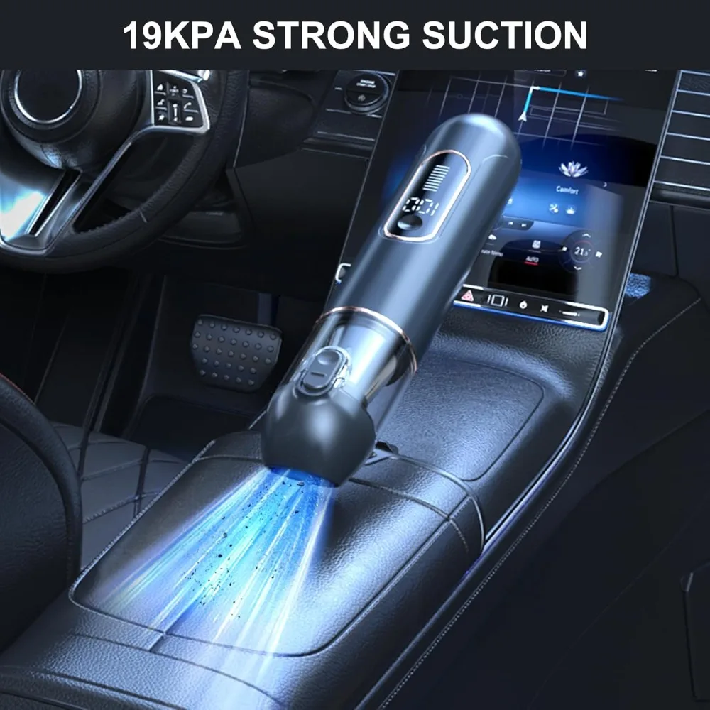 Car Vacuum Portable Cordless 19000PA High Power Suction, with Brushless Motor, Handheld Vacuum Cordless Blow & Suction 2 in 1