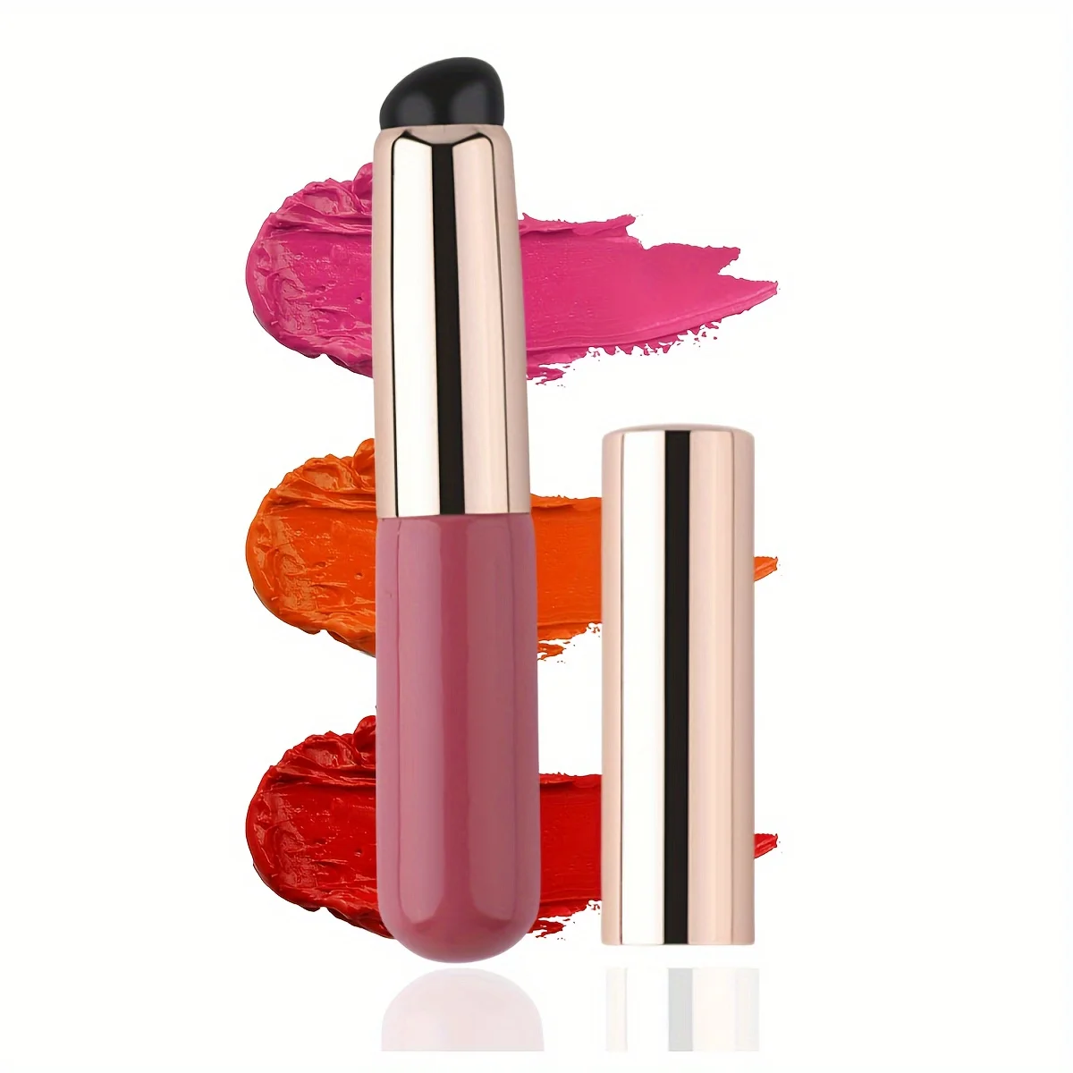 Tragbarer Silikon-Lippenpinsel mit Abdeckung – Mini-Make-up-Applikator, einfach aufzutragen, geeignet für Lippenbalsam, Lippenstift-Hilfswerkzeug