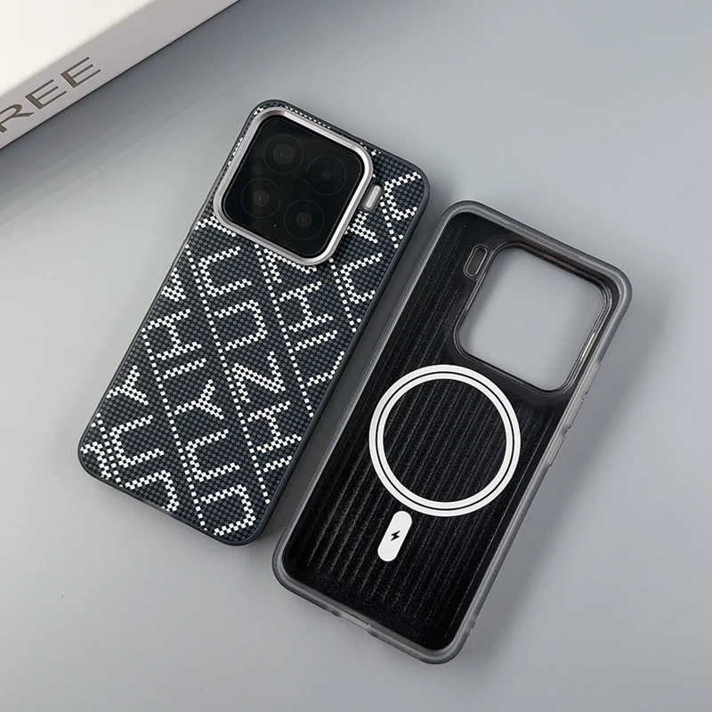 

Trendy English Alphabet Alloy Lens MagSafe Phone Case For Xiaomi Mi 15 15pro 14 Pro Magnetic Wireless Charging Hard Armor Cover
