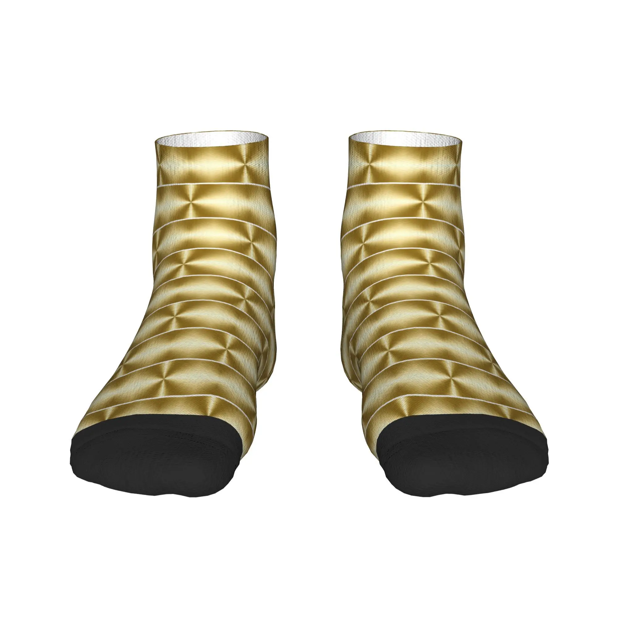 Brushed Gold Radial Metal Socks Harajuku High Quality Stockings All Season Socks Accessories for Unisex Birthday Present