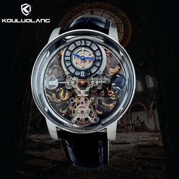 Kouluolang 남성용 쿼츠 시계, 316L 스테인레스 스틸 케이스, 수입 쿼츠 무브먼트, 고경도 유리, 46mm