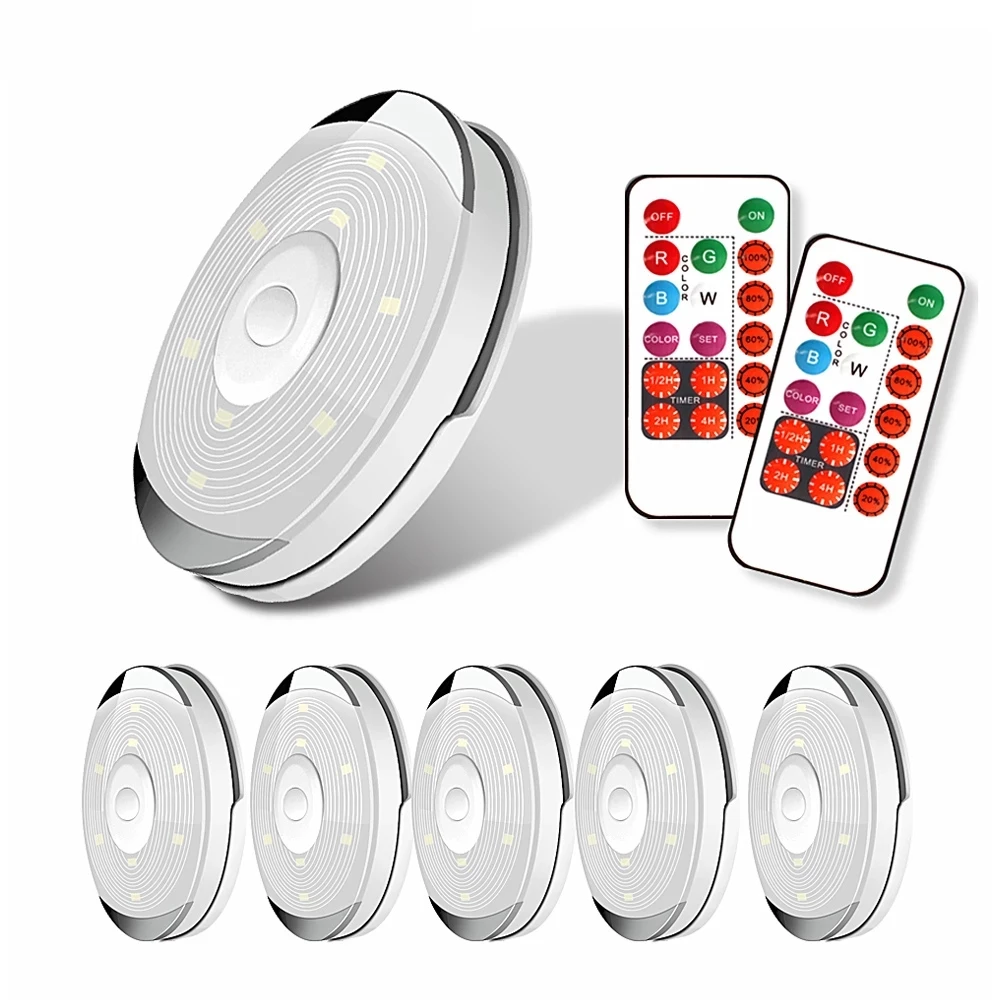 

2020 Draadloze Touch Led Onder Kast Licht Keuken Led Garderobe/Kast Batterij Puck Licht Met Controller Dimbare Night Lamp