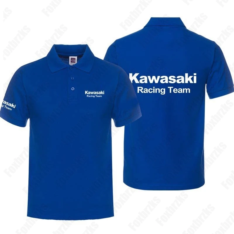 New Summer Boy Kawasaki Polo Shirt Heavy Locomotive Motorcycle Enthusiast Culture Riding Men KID/Adult Custom Top