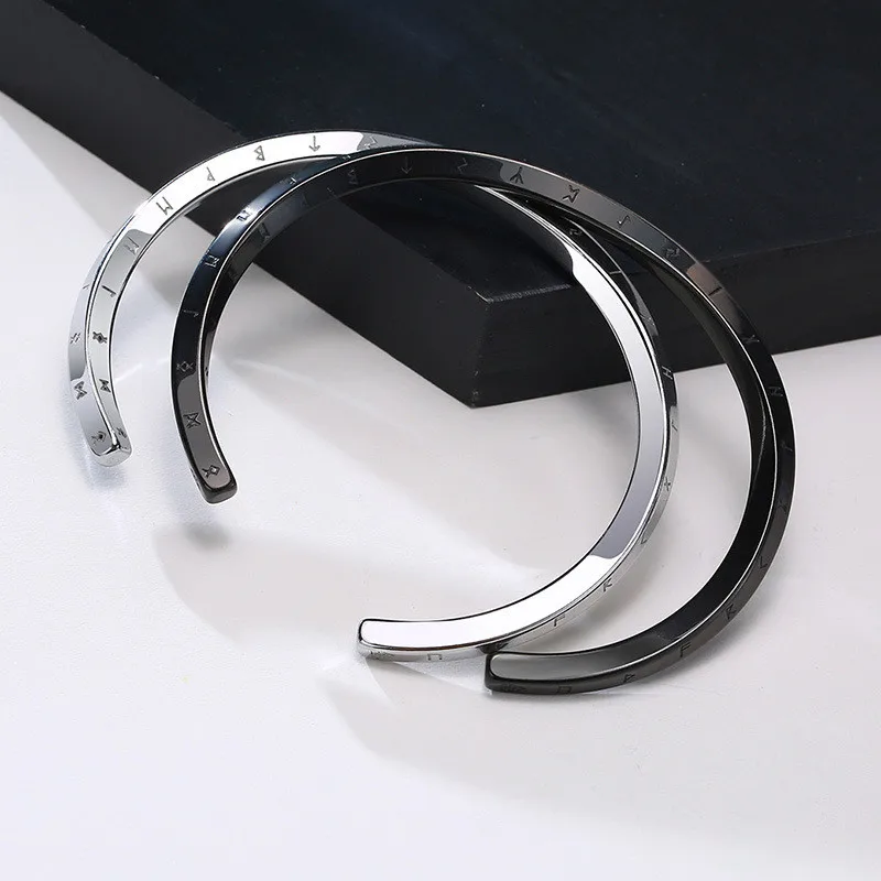 ZORCVENS 2023 New Punk Vintage Black Gold Silver Color Viking Twist Cuff Bangles Stainless Steel Bracelets Bangles for Men Gift