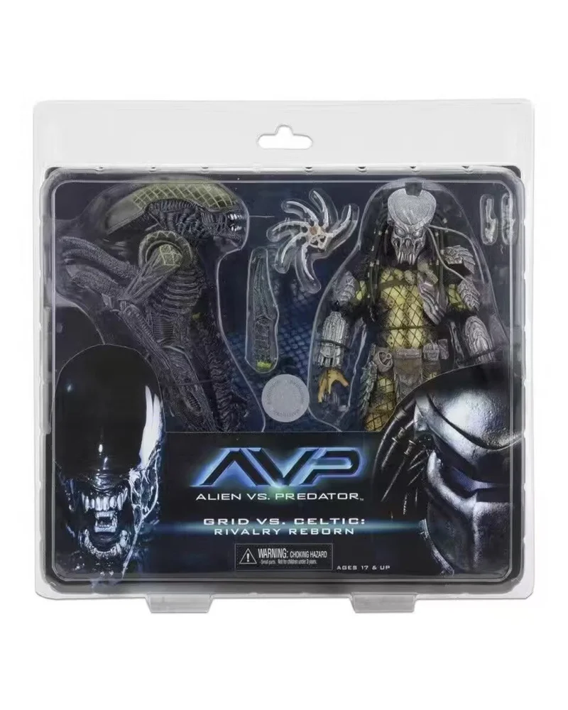 Figurine Alien Xenomorph Grid Warrior AVP Celtic Predators NECA Masked Scar, Modèle de collection