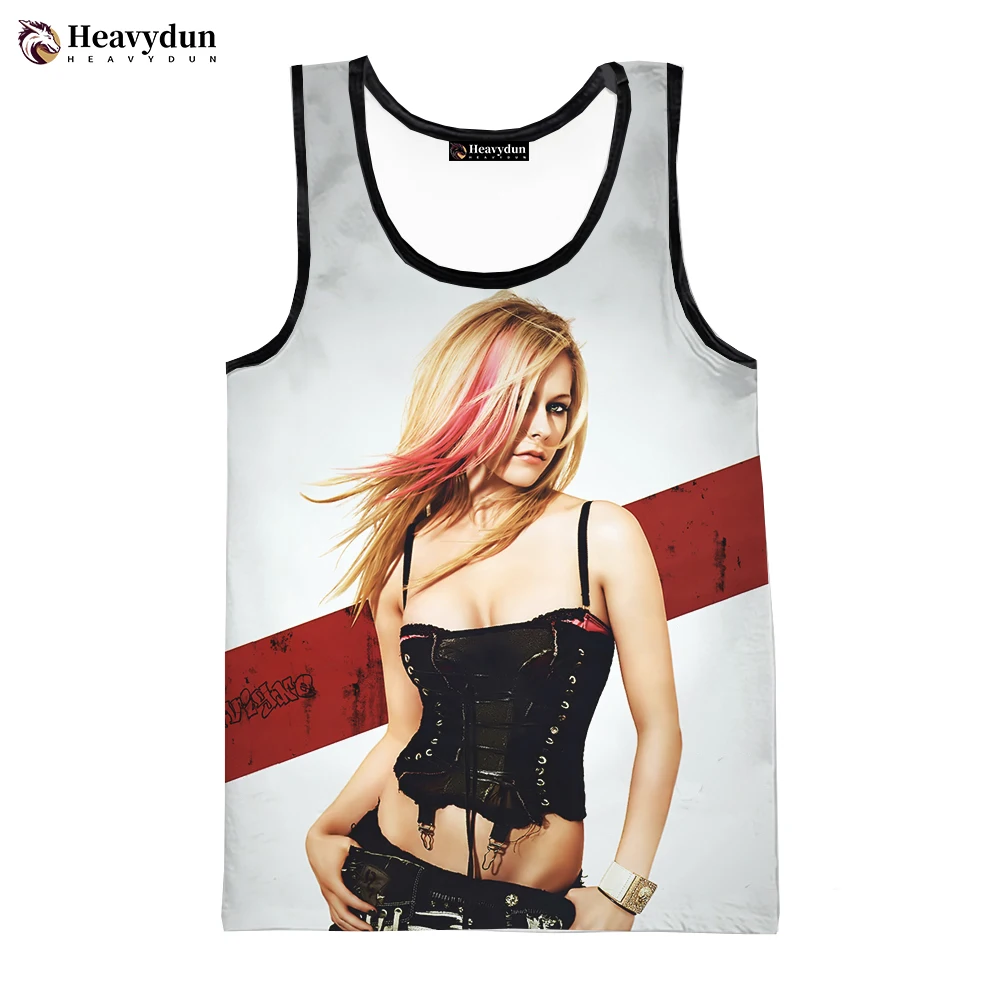 New Popular Singer Avril Lavigne Fashion Summer Men Tank Tops Sleeveless Spring Harajuku Personality 3D Printed Beach Tops Tees