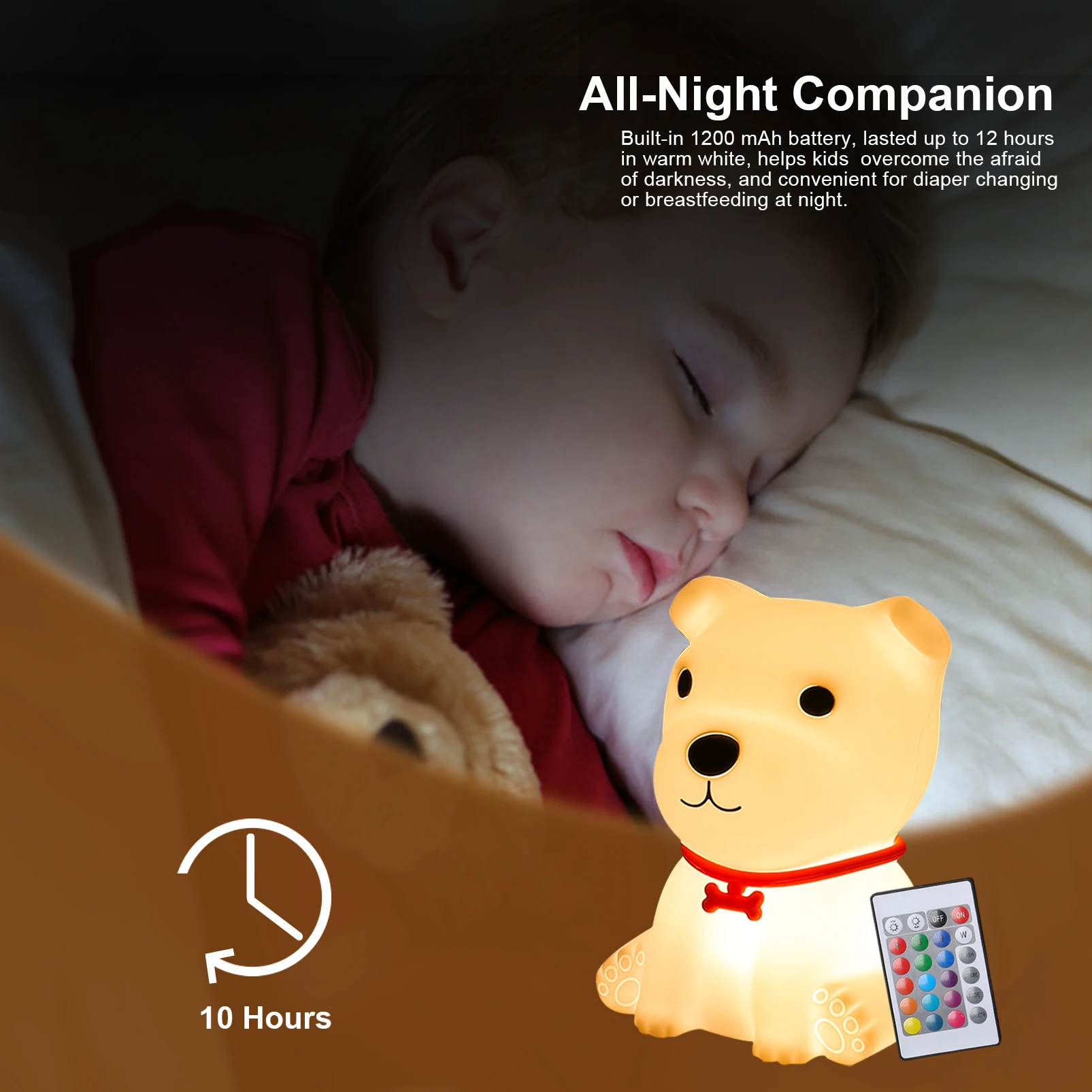 New Silicone LED Papa Puppy Night Light Animal Lamp Touch Sensor Dog Night Lamp Children Kid Bedside Bedroom Decor Birthday Gift