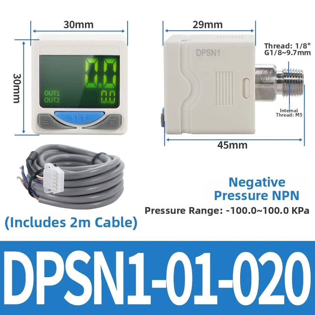 DC 12-24V Digital Pressure Monitoring Switch Controller 0 To -101kPa Air Pressure Regulator For Pneumatic Applications