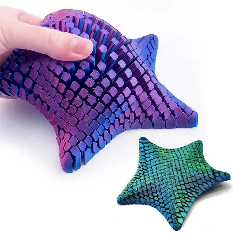 Kawaii 3D Printed Articulated Starfish Fidget Toy Flexible Stress Relief Sensory Desk Decor Kids Birthday Party Favors Pinata