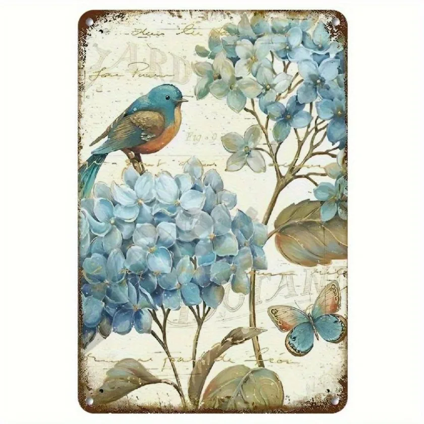 Vintage-Wandkunst aus Aluminium mit Blumenmotiv, 20,3 x 30,5 cm, rustikale Heimdekoration für Wohnzimmer, Küche, Büro