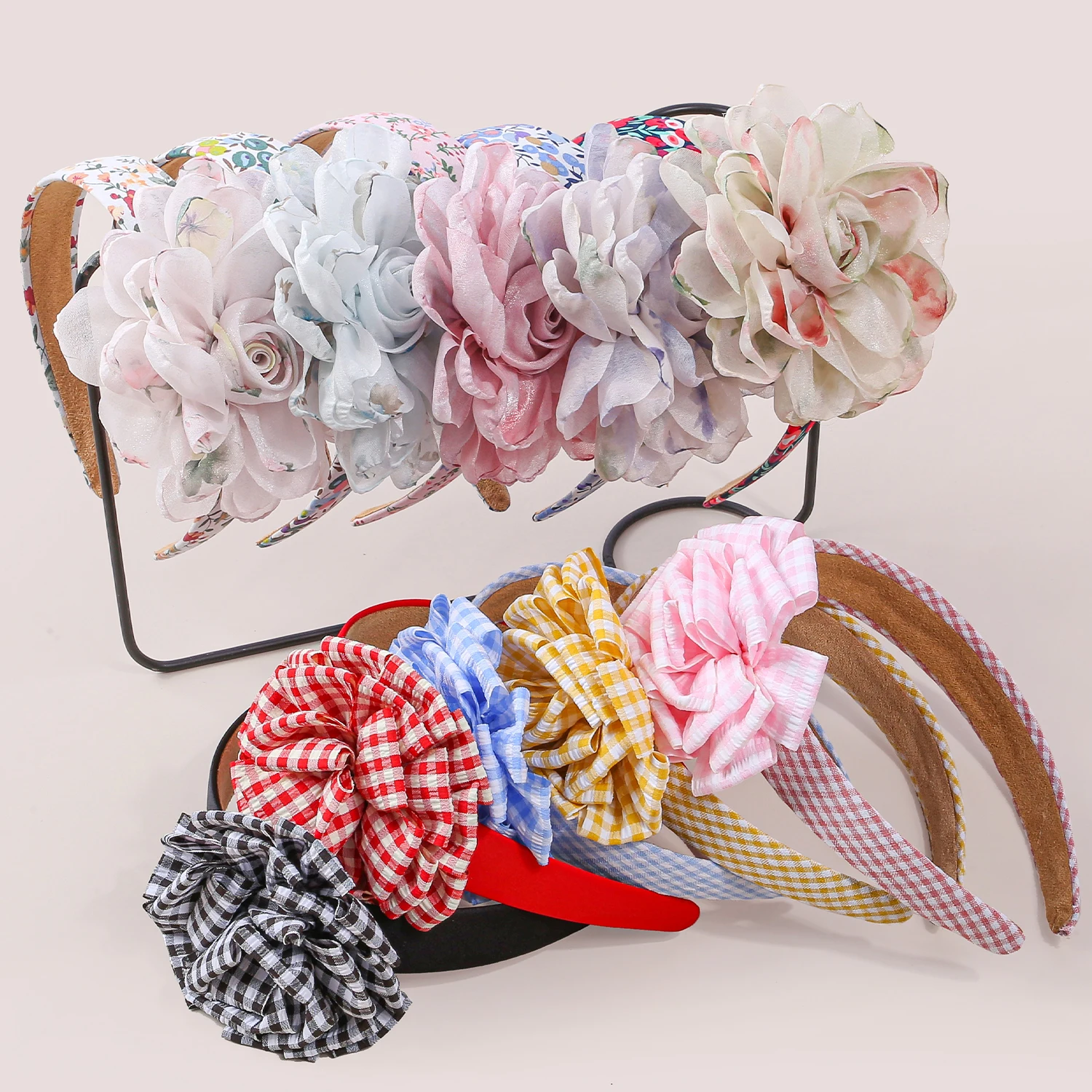 

5 шт. сетчатые шифоновые повязки на голову с цветами для девочек, повязки для волос с цветочным принтом для маленьких детей, аксессуары для волос
