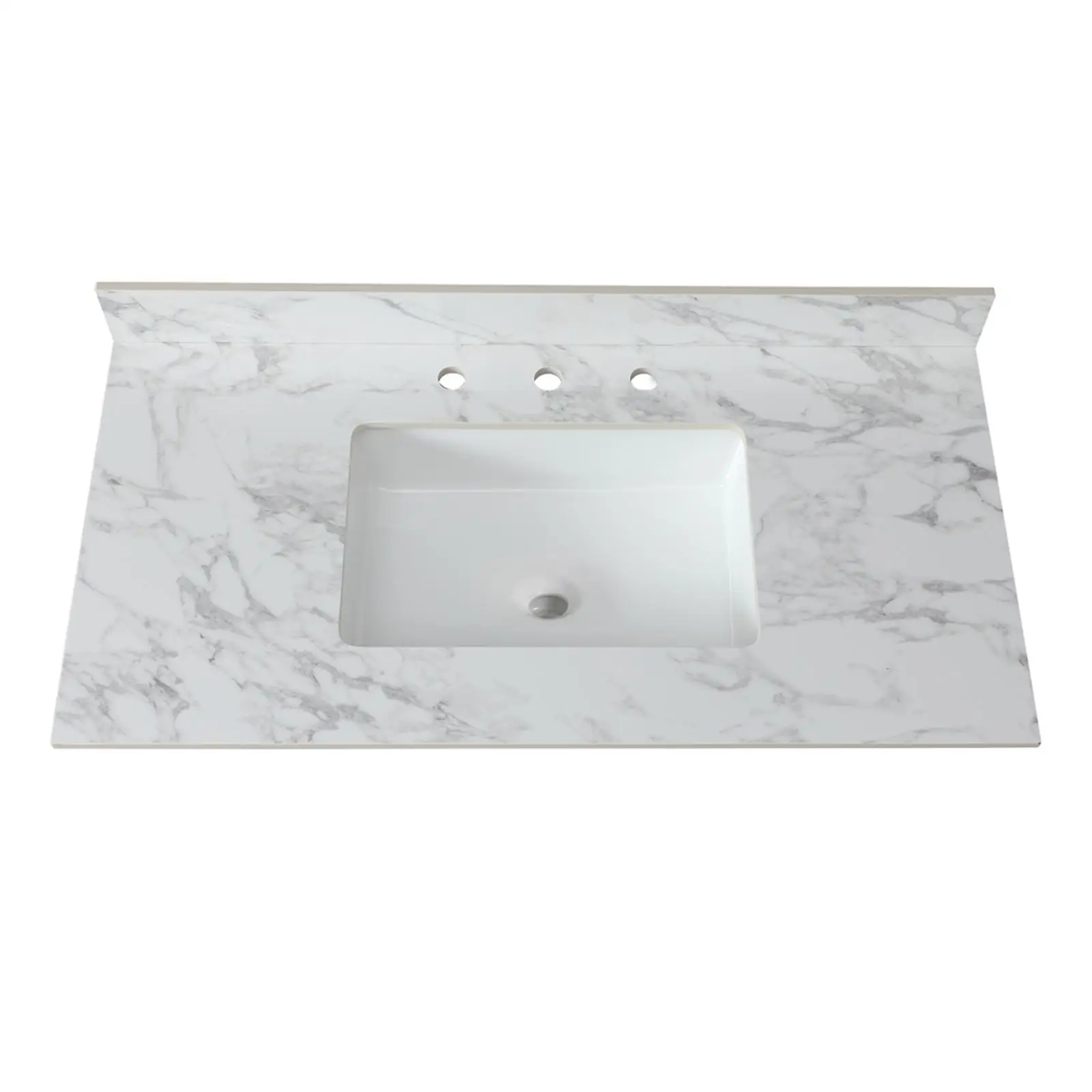 

Bathroom Vanity Top Sintered Stone Carra White Surface Rectangular Basin for Contemporary Bathroom Furniture Design