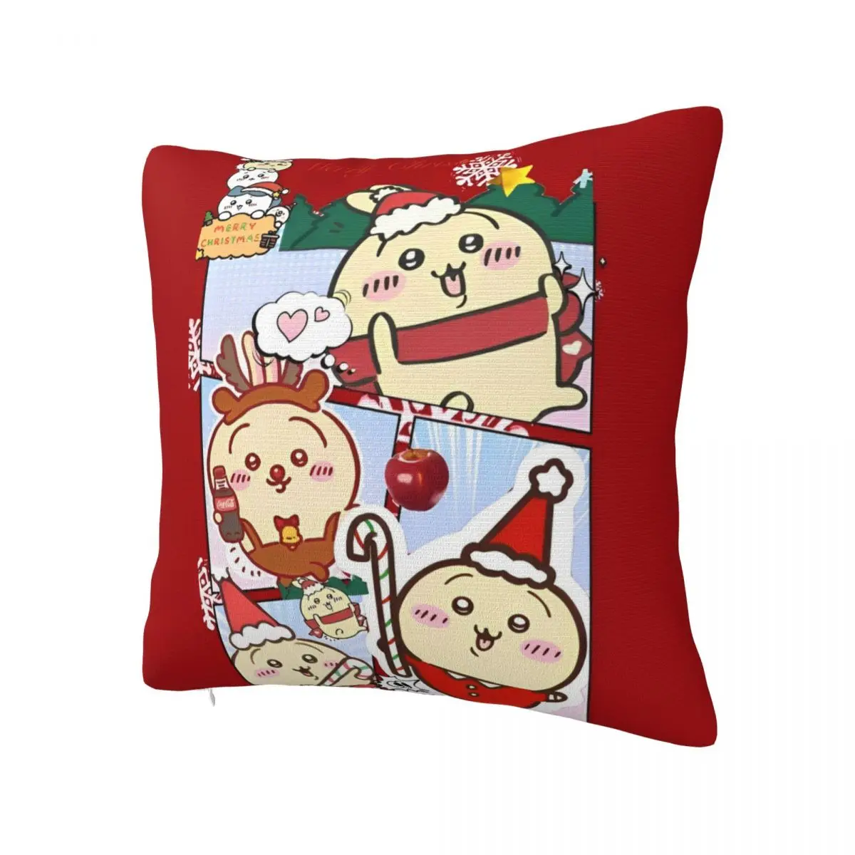 MINISO Sanrio Chiikawa Christmas Pillow Case Cushion Cover Soft Graphic Pillow Cover Funny Pillowcases For Sofa Car Home Decor