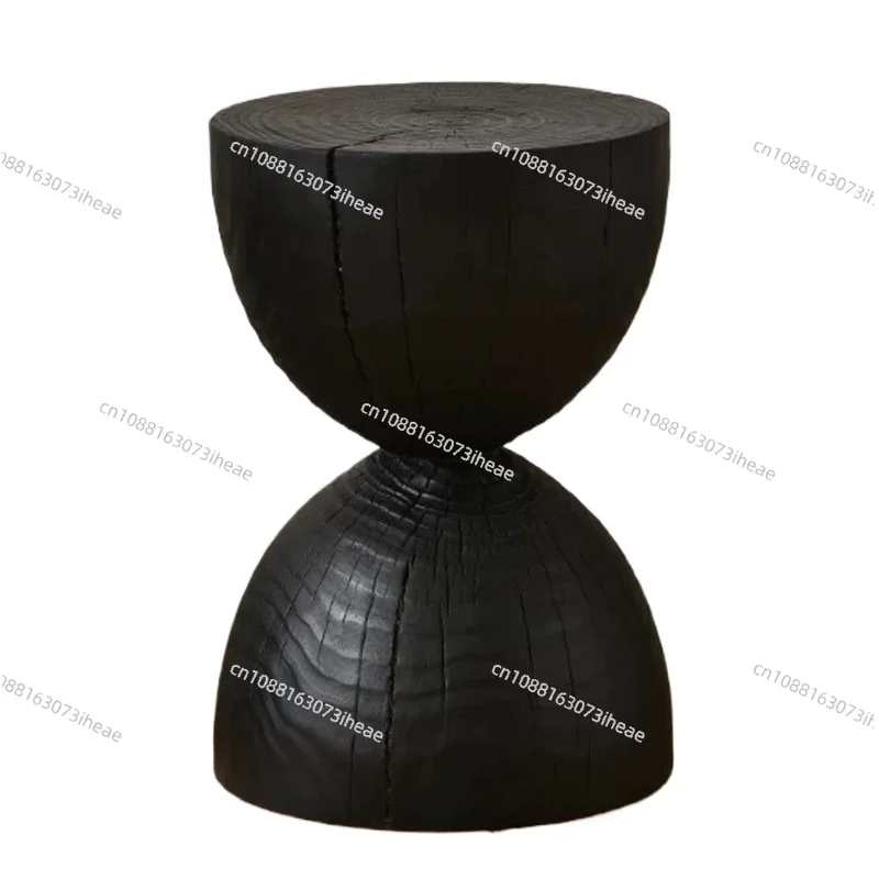 Solid Wood Stool Portable Black Footstool Multi-function Low Round Ottomans Modern Interior Living Room Furniture Unique Design