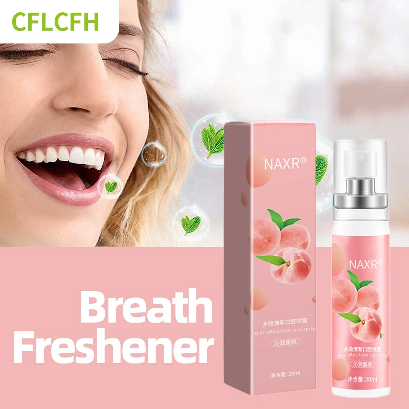 

Oral Fresh Breath Spray Probiotic Breath Freshener Mouth Cleaning Remove Bad Breath Portable Mint Honey Peach Flavor 20Ml