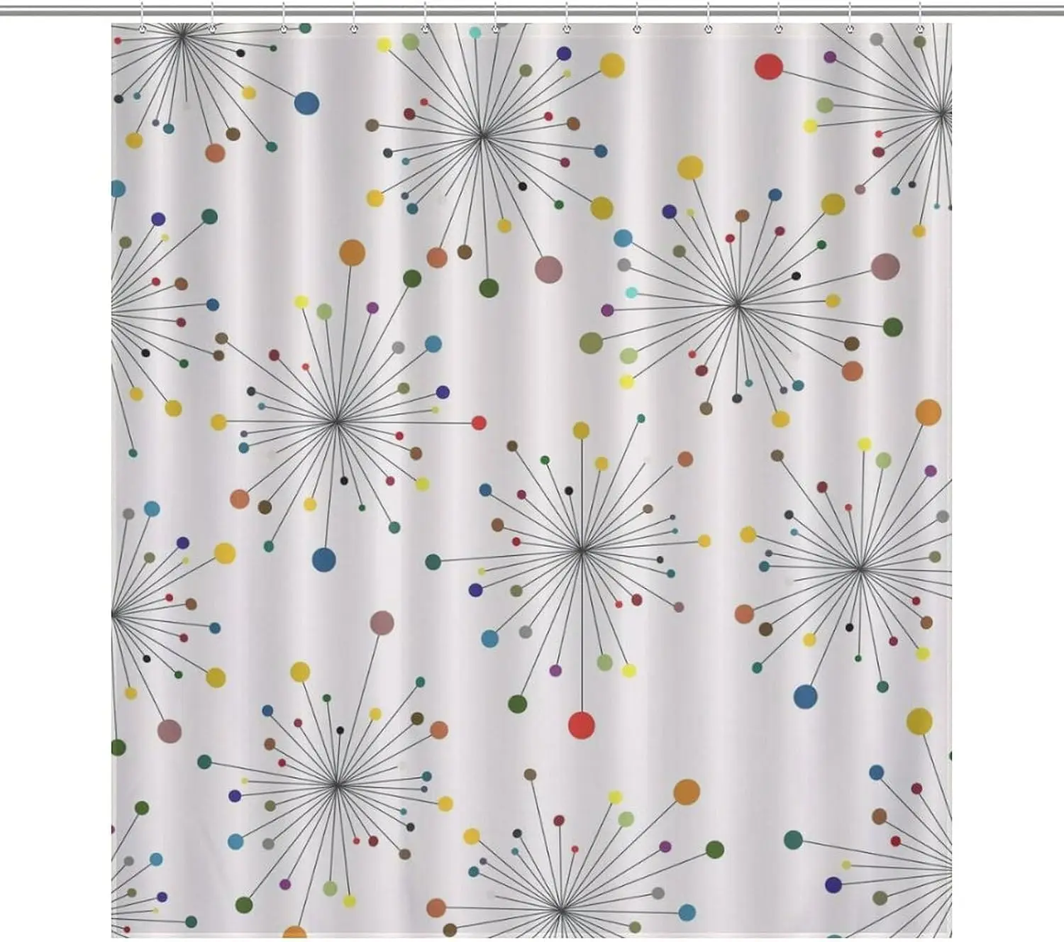 Modern Abstract Dot Pattern Waterproof Shower Curtain Bathroom Decor Multi Color Geometric Line Art 180x180cm
