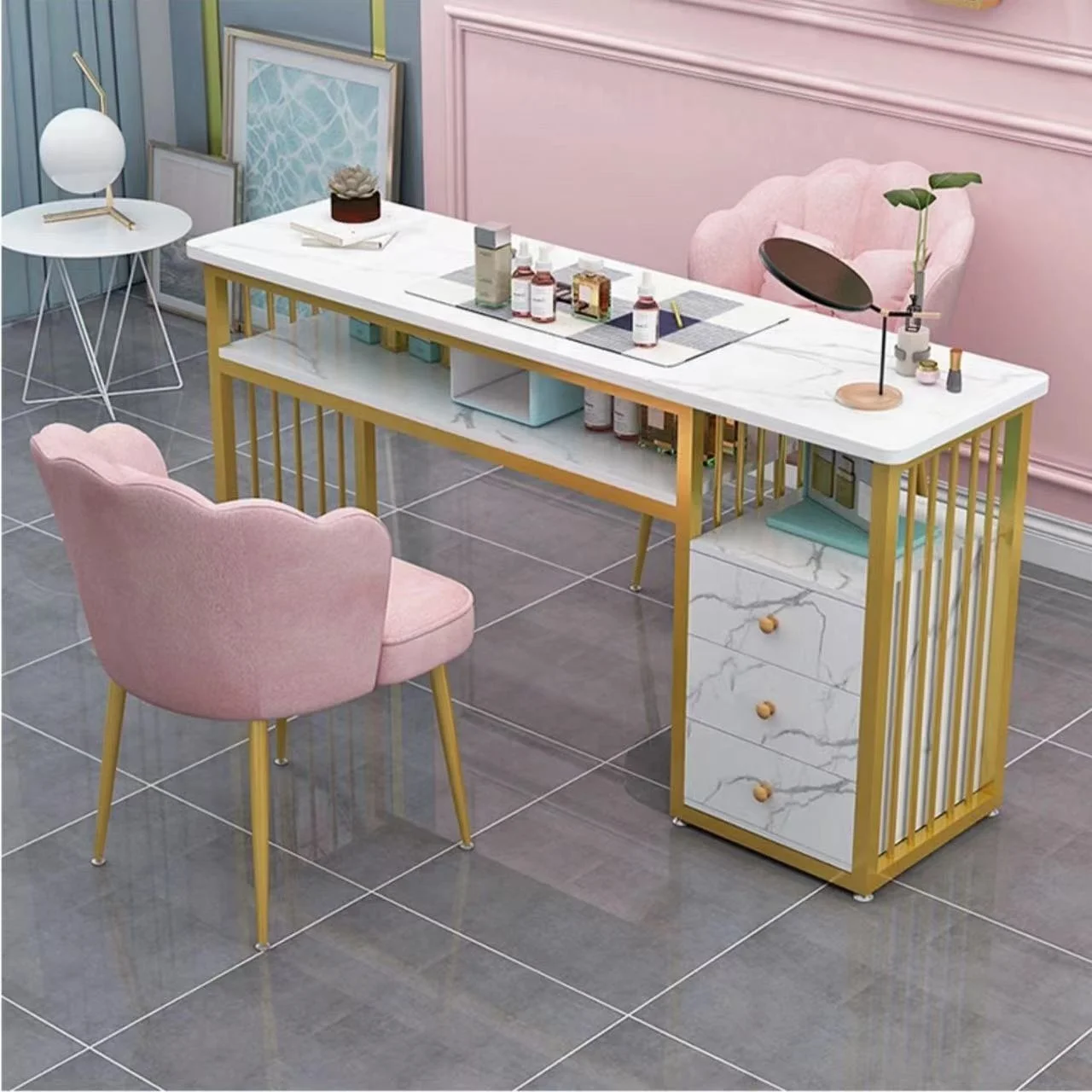 Beauty Salon Furniture Manicure Table  Luxury Modern Nail Spa Black White Item Style Nail Table