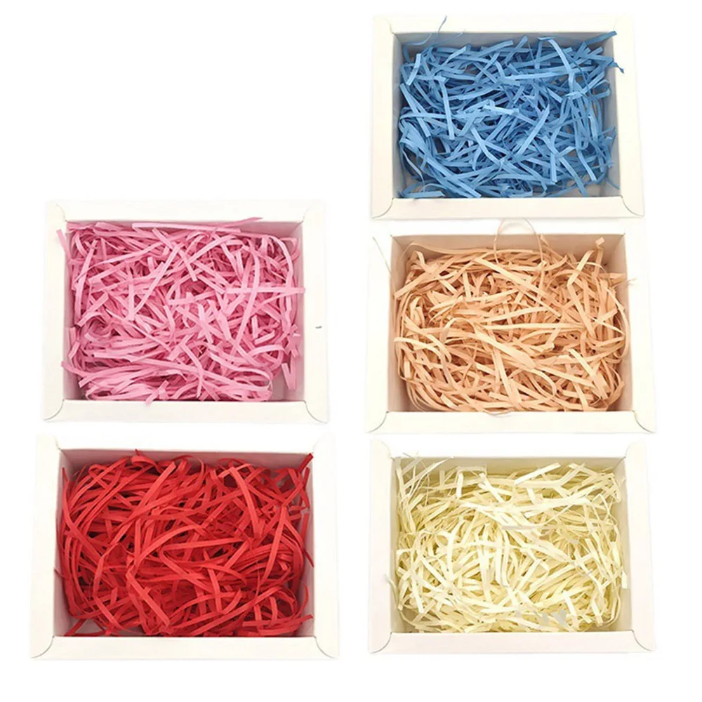 10g Gift Box Filler Decorative Pleated Colorful Raffia Wedding Candy Packaging Box Filler Shredded Paper DIY Materia Colorful