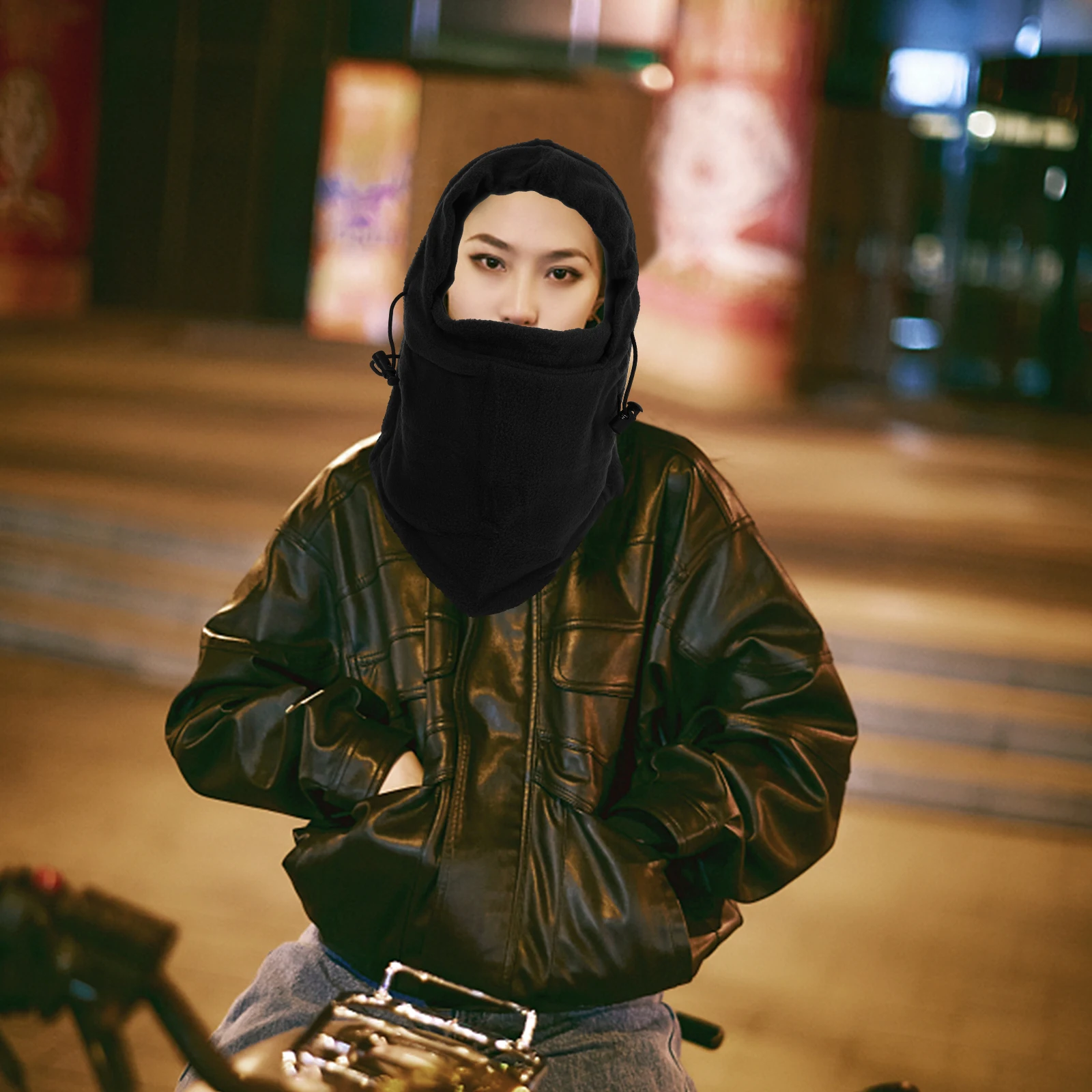 

1Pc Fleece Winter Hat Warm Multi-Functional 6-in-1 Design Adjustable Puller Buttons Cold Weather