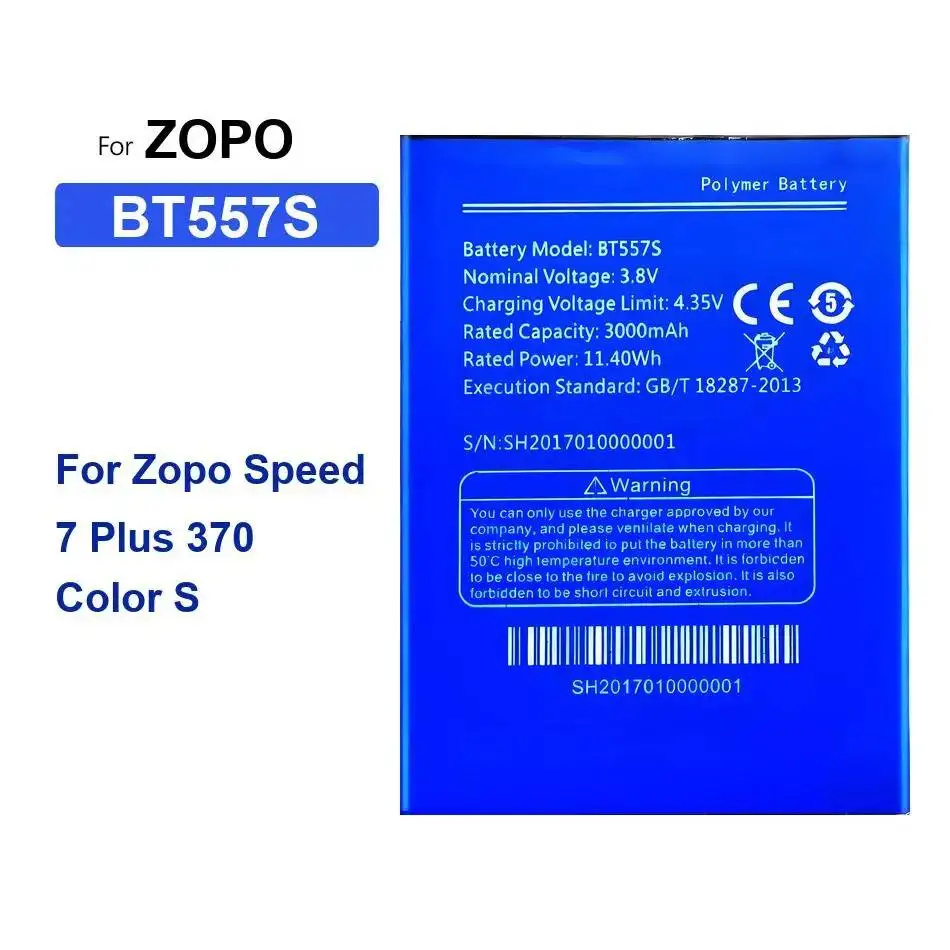

Long-Lasting Performance Safe For Zopo Speed 7 Plus 370 Color S BT557S 3000Mah Mobile Phone Battery