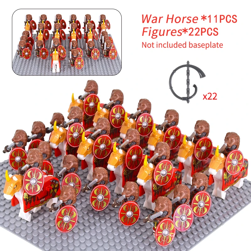 MOC Medieval Rome Signifer Castle Figures Roman Soldiers With War Horse Military Building Blocks Bricks Toy for kid XMAS gift