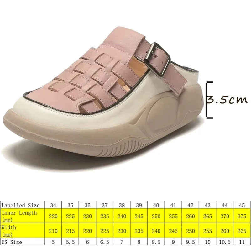 Fujin 3.5cm mokasyny Hollow modne damskie sandały buty splot krowa prawdziwej skóry platformy klinowe mieszkania wygodne letnie pantofle z haczykiem