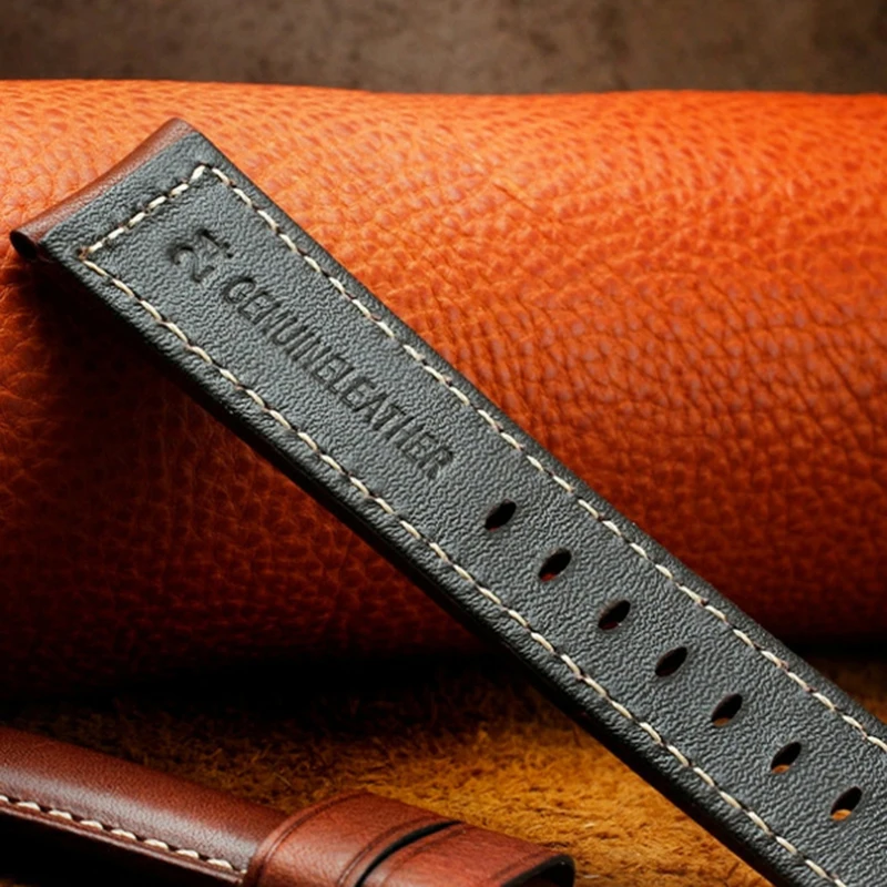 For Panerai PA441 PAM01661 watch strap with thickened Italian cowhide Watchbands Vintage Blue Watch Band male Bracelet 22mm 24mm