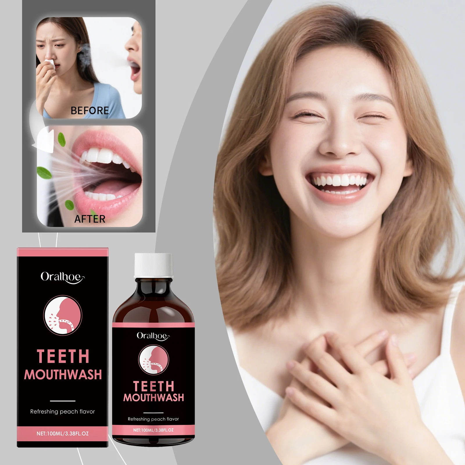 

Ополаскиватель для полости рта ORALHOE 100 мл, без спирта, освежает дыхание и эффективно устраняет неприятный запах изо рта.