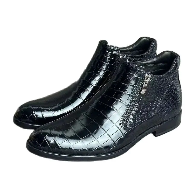 2024 new arrival Fashion crocodile skin Boots men,real leather martens PDD280