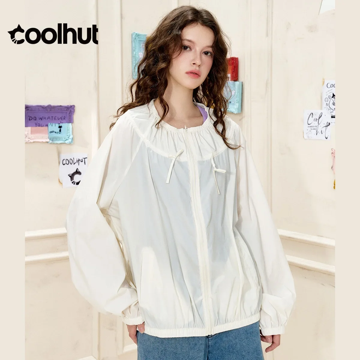 

COOLHUT Brand Women's 2025 Original Design Outdoor Coat Lightweight Thin Workwear Style Drawstring Loose Fit for Spring & Autumn