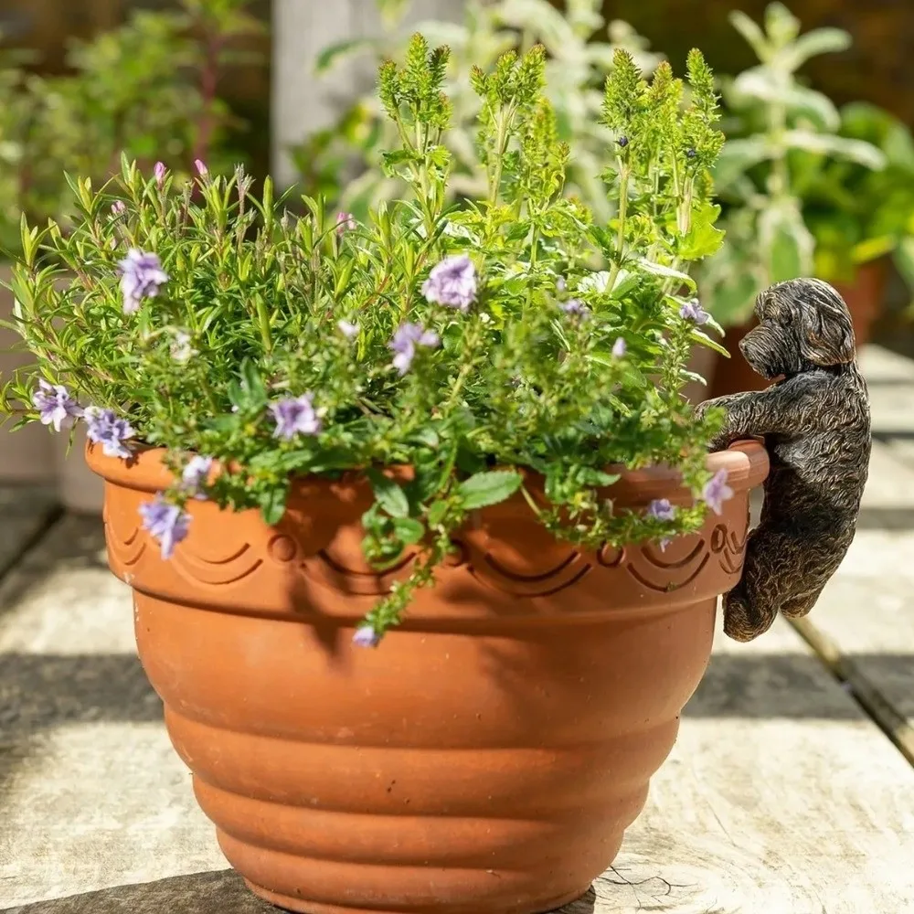 Potted Plant Partner Bronze Gecko Garden Decoration Hanging Decor Dog Puppy Resin Ornament Pot Buddies Resin