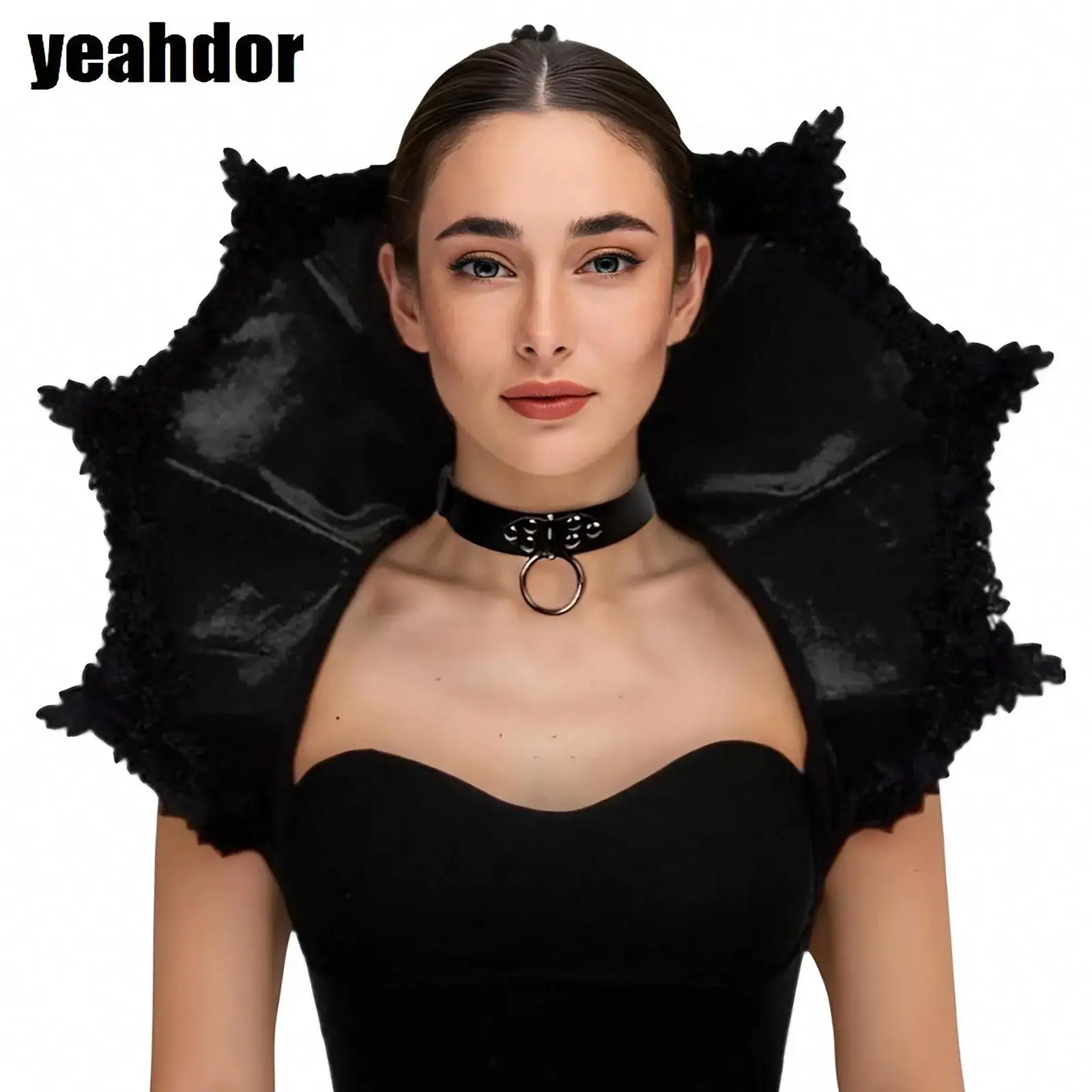 

Women Velvet Victorian Vampire Collar Cape Medieval Gothic Cloak Costume for Halloween Cosplay Festival Carnival Party Dress Up