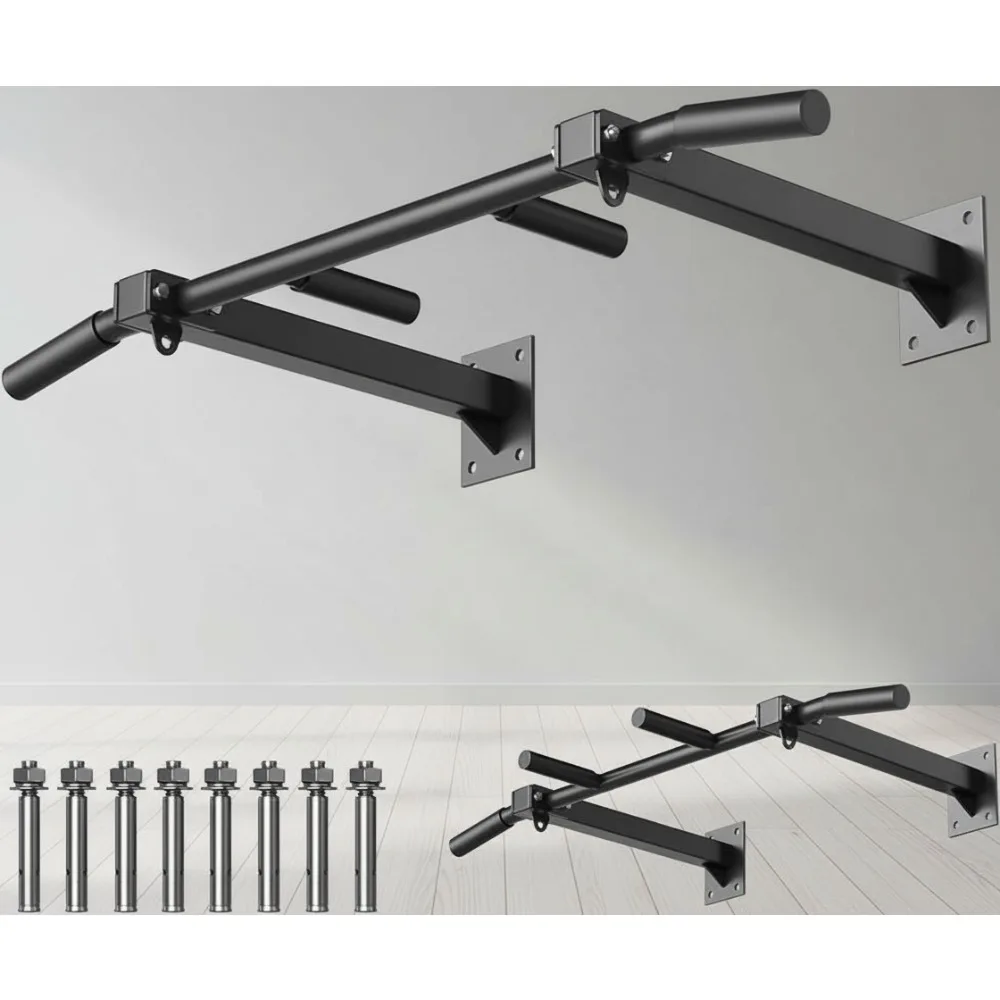 قضيب سحب للتركيب على الحائط عالي التحمل لصالة الألعاب الرياضية المنزلية، سعة 600 رطل مع أوضاع قبضة متعددة