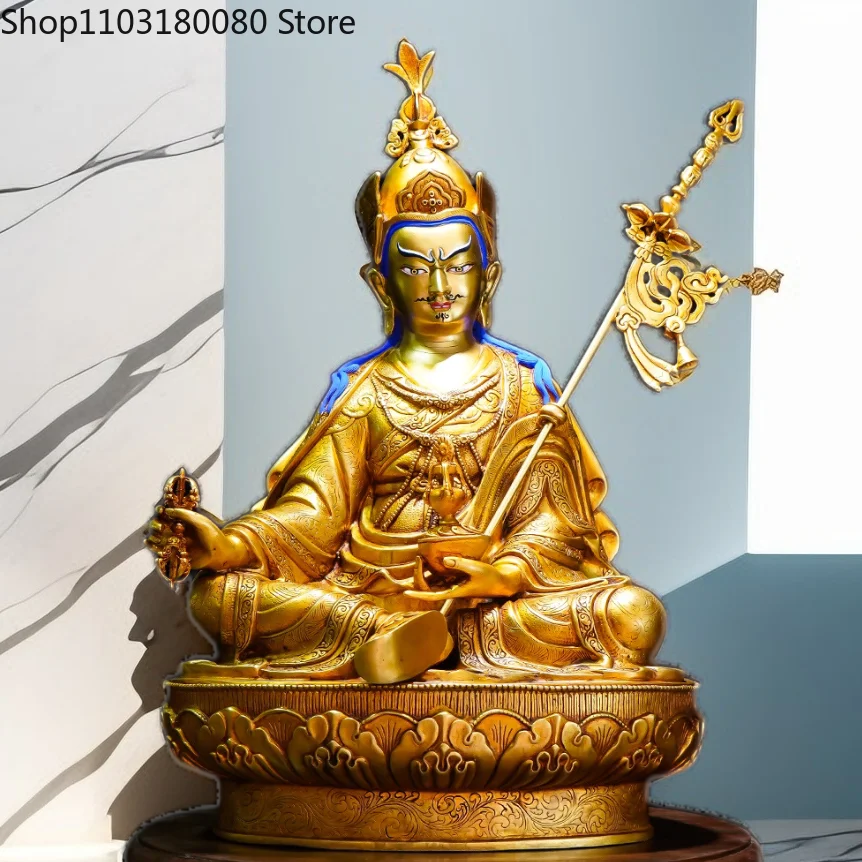 52cm Copper Antique carve gilding Padmasambhava buddha statue Tibet buddhism Guru Rinpoche sculpture Large size