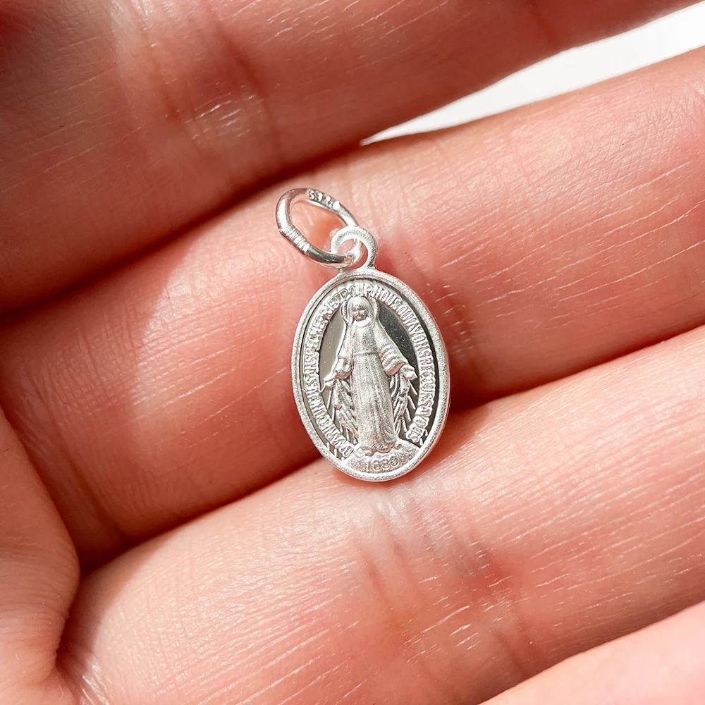 Cute Pure Real 925 Sterling Silver The Virgin Mary Charm Pendant Necklace For Women Girls Jewelry Spiriti Pendulo Eternal Match