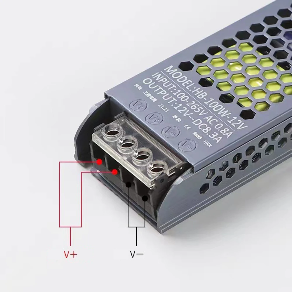 Transformateur A/D Super fin pour bande LED, alimentation cc 12V 24V, 60W 100W 200W 300W 400W 500W, pilote LED 12V 24V