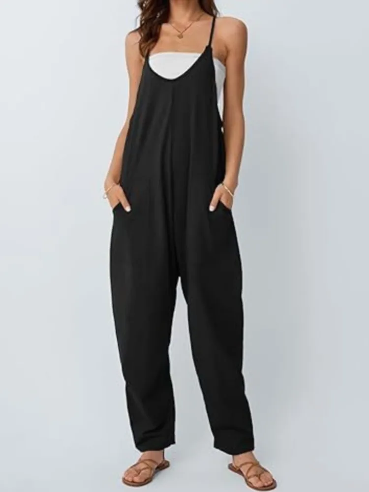 Letnie, codzienne kombinezony na szelkach, damskie spodnie na szelkach w stylu dojazdowym, proste, jednolite, z średnim stanem.