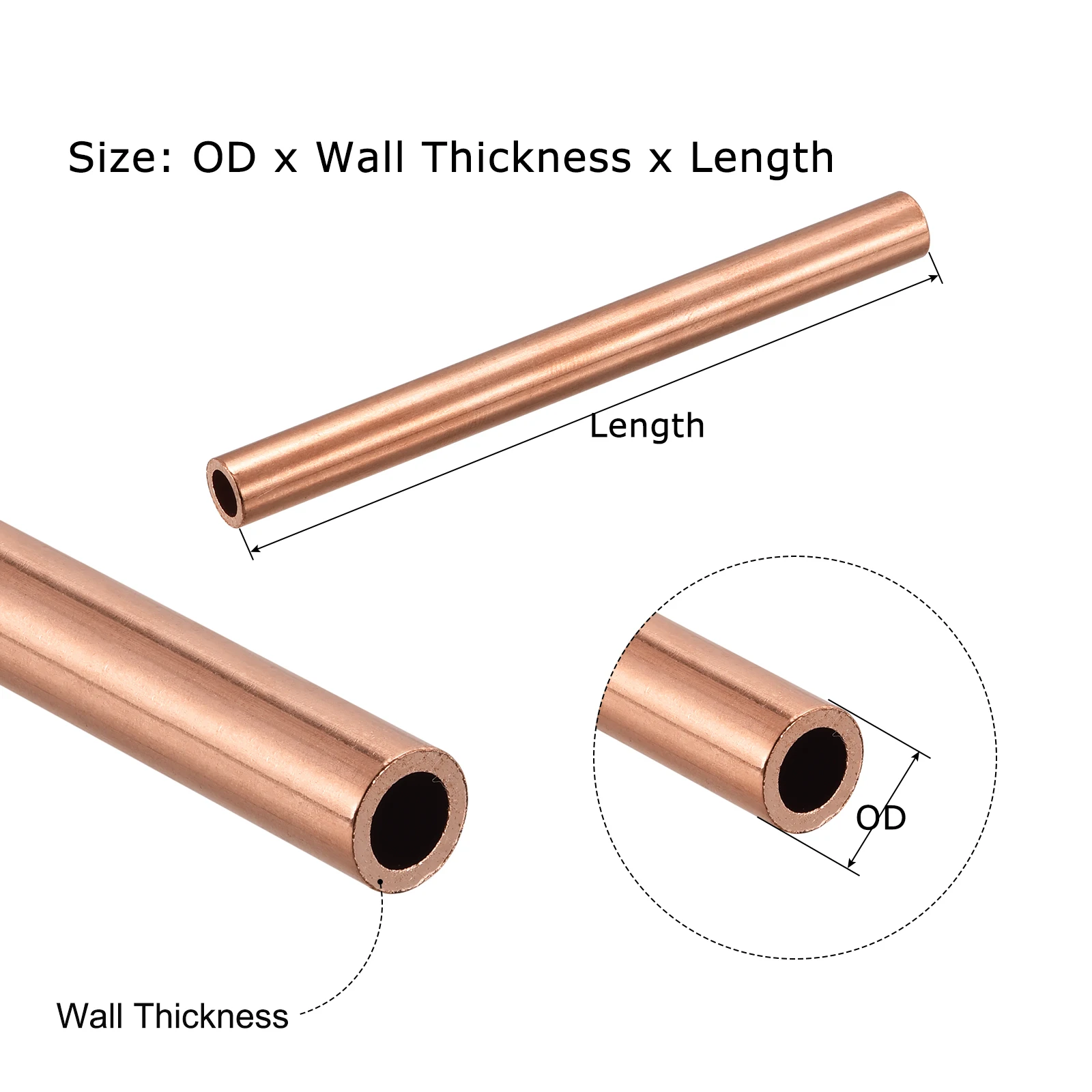 1-6Pcs Copper Round Tube 2-22mm OD 0.25-1.5mm Wall Thickness 100mm 150mm 200mm 300mm Length  Copper Pipe Tubing Straight Tubes