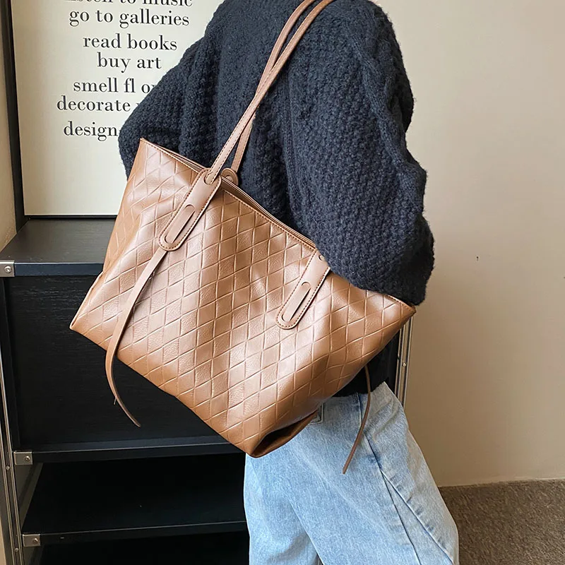 Sac fourre-tout en cuir PU pour femme, sac à bandoulière rétro, sac à main de travail décontracté, grande capacité, mode initiée