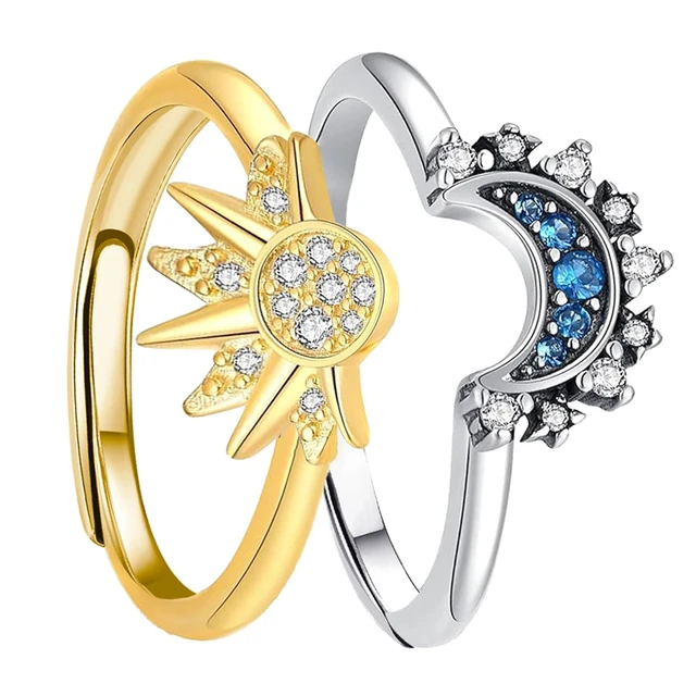 Sun and Moon Stackable Rings Set for Women Girls Adjustable Matching Rings Friendship Sister Valentines Day Couple Gifts AliExpress