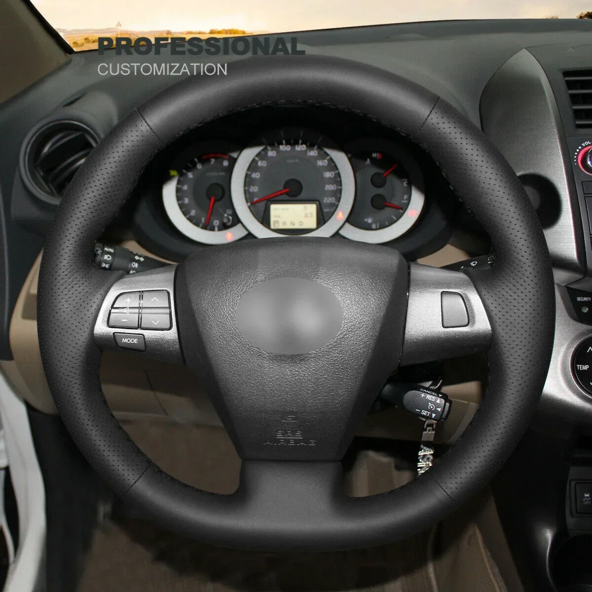 Black Leather Steering Wheel Cover For Toyota Corolla RAV4 Matrix Car Interior Accessories