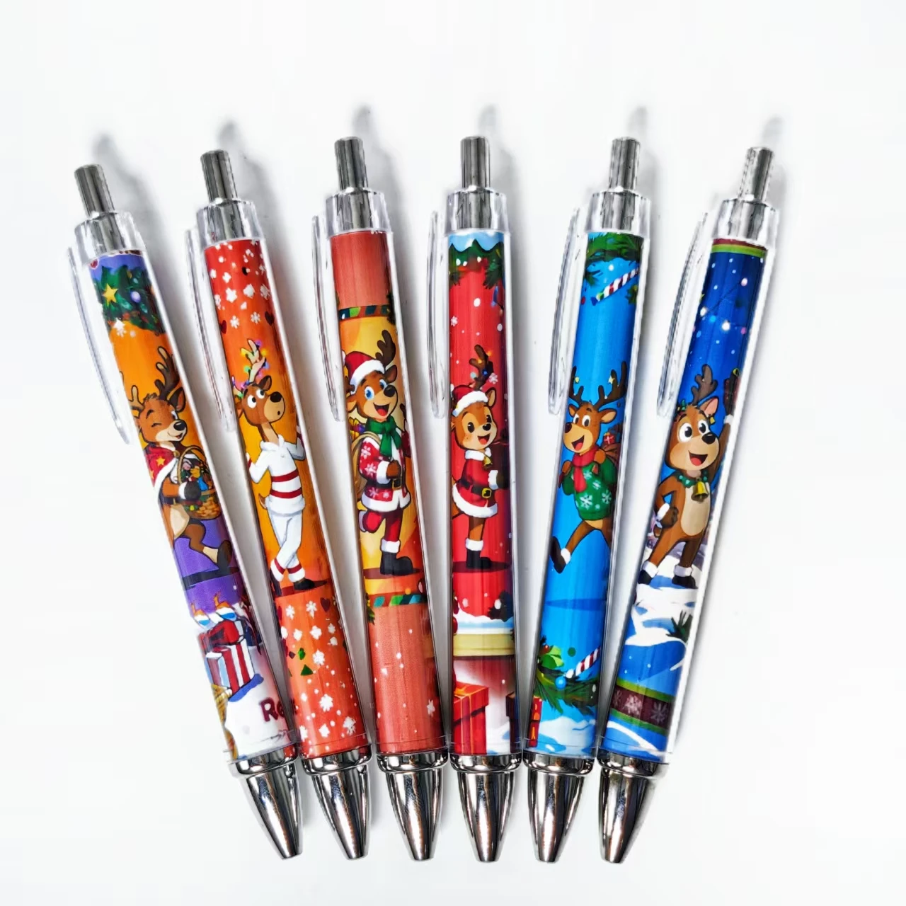 

5Pcs/12Pcs Christmas Reindeer Ballpoint Pens Reindeer-Themed Retractable Pens Daily Office Student Study Stationery Gift Pens