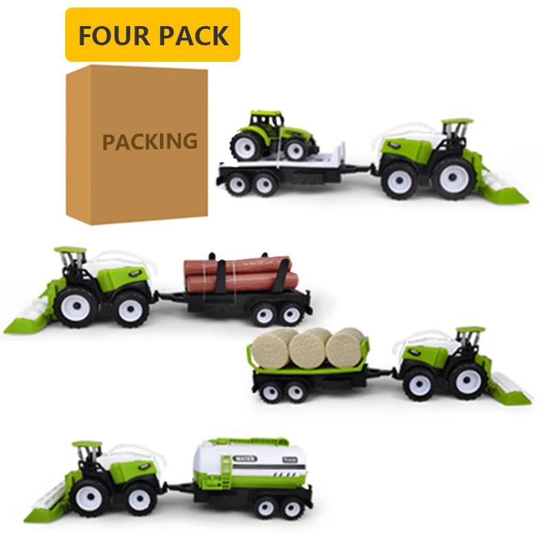 3/4Pcs Farm Truck Model Set Children\'s Large Farmer Car Inertia Agriculture Scene Collection Set Boy\'s Toy Educational Toy