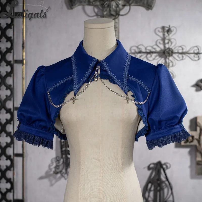Gothic Lolita Shrug Top Short Bubble Sleeve Pointed Collar Bolero Jacket ~ Contract Cross by OCELOT