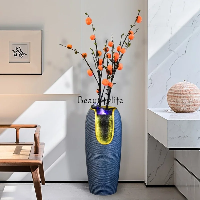 

yj9 Large New Chinese Style Wealth-Attracting Flowing Water Floor Feng Shui Ball Living Room Decorative Ornament Fountain