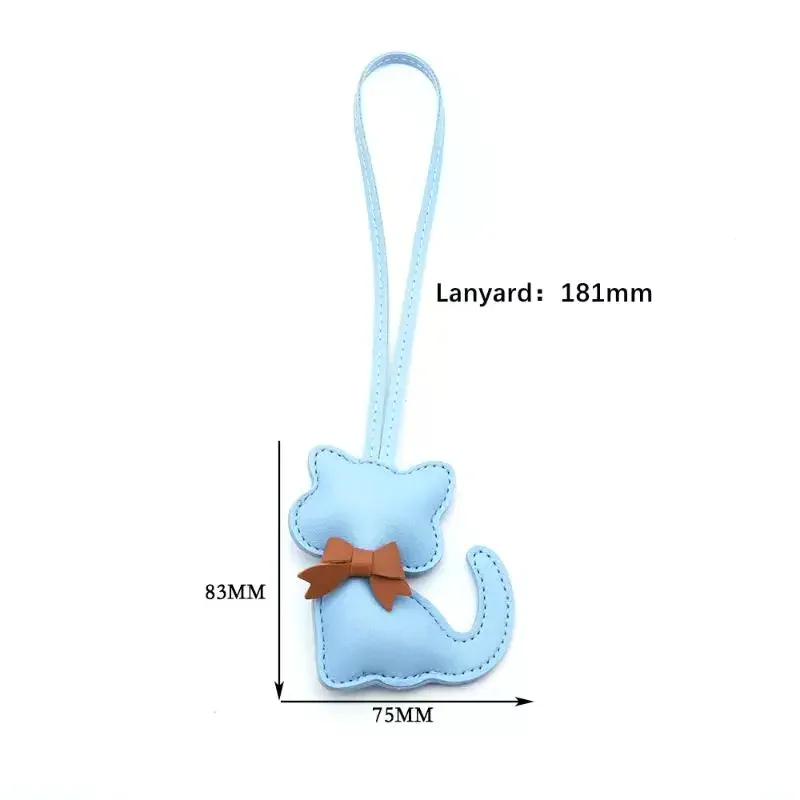 พวงกุญแจหนัง PU รูปแมวน่ารัก ของตกแต่งกระเป๋าถือสำหรับผู้หญิง ของขวัญสำหรับสาวๆ