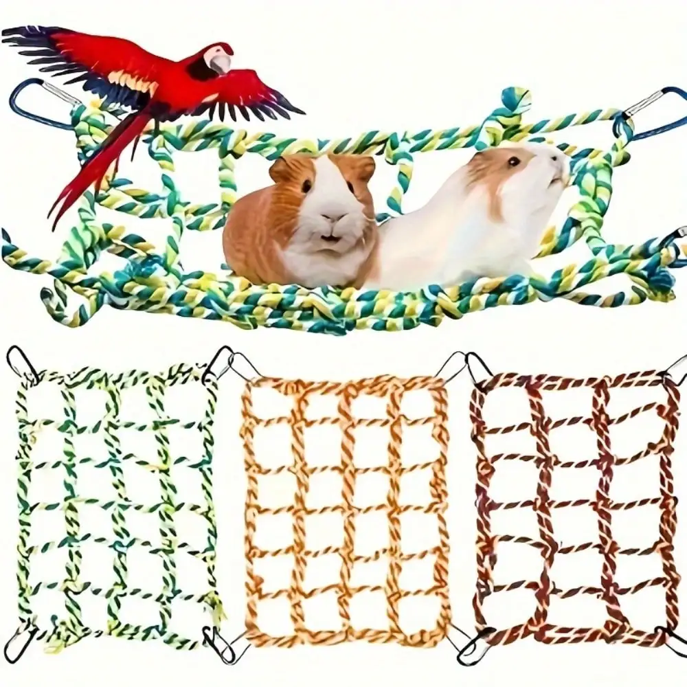 1 Stück Trendige Haustier-Hängematte, robustes geflochtenes Bett für kleine Haustiere, Papageien, Meerschweinchen, lustige Hängematte zum Spielen und Schlafen – Detail 4