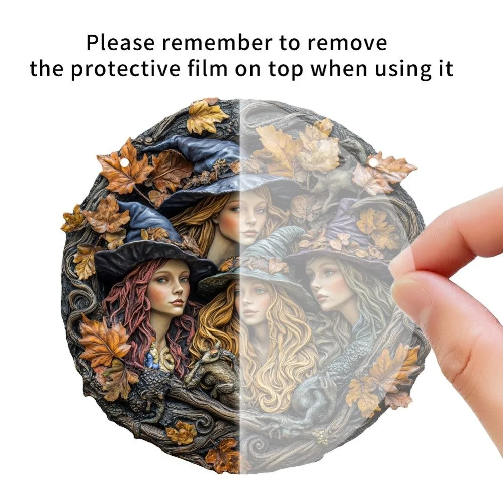 고딕 마녀 문 창 교수형 펜던트 2D 플랫 아크릴 홈 도어 장식 메달 마법의 할로윈 장식 벽 예술 장식