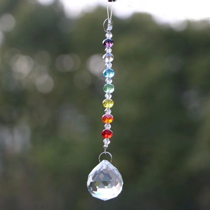 1PCS Crystal Suncatcher Ball Prism Hanging Drop Pendant Feng Shui Decoration Rainbow Maker Hanging Chakra Suncatcher Ornament