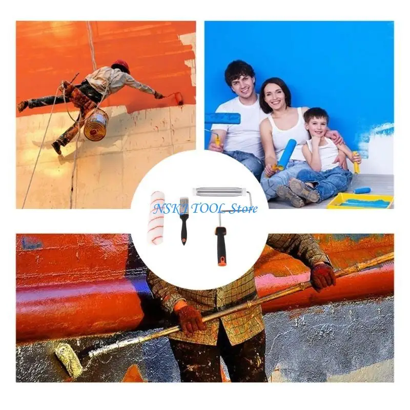 

L8RC 8Pcs Paint Tray Set Paint Roller Paint Rollers Small Paint Roller Paint Roller Tray Paint Roller for House Painting